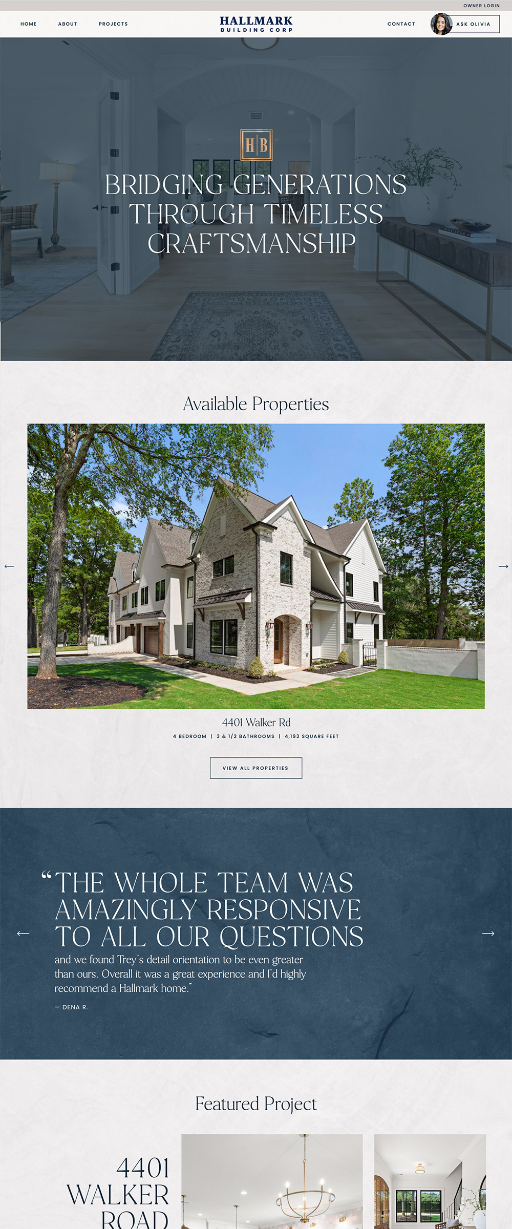 Showit Website Design for Home Builder | Hallmark Design Corp