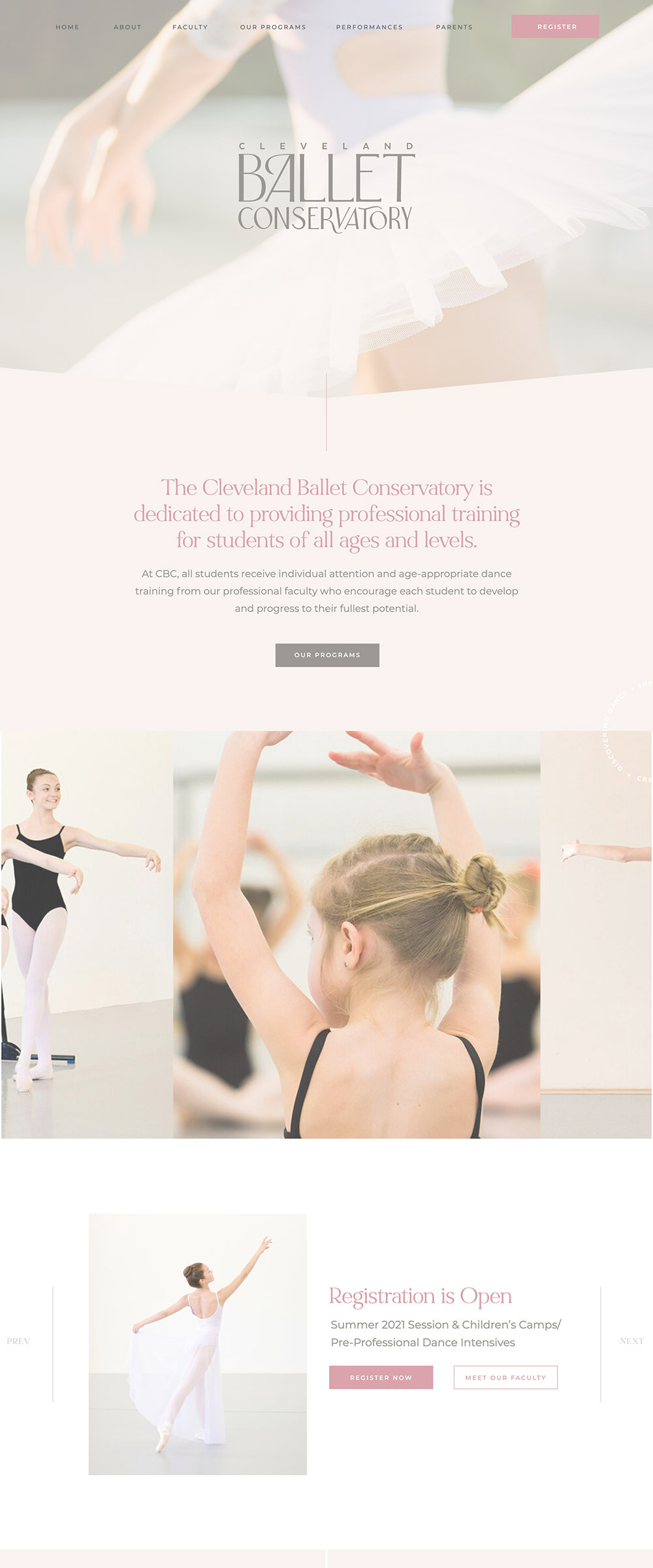 Showit Website Design for a Dance Studio | Cleveland Ballet Conservatory - by Hey Hello Studio