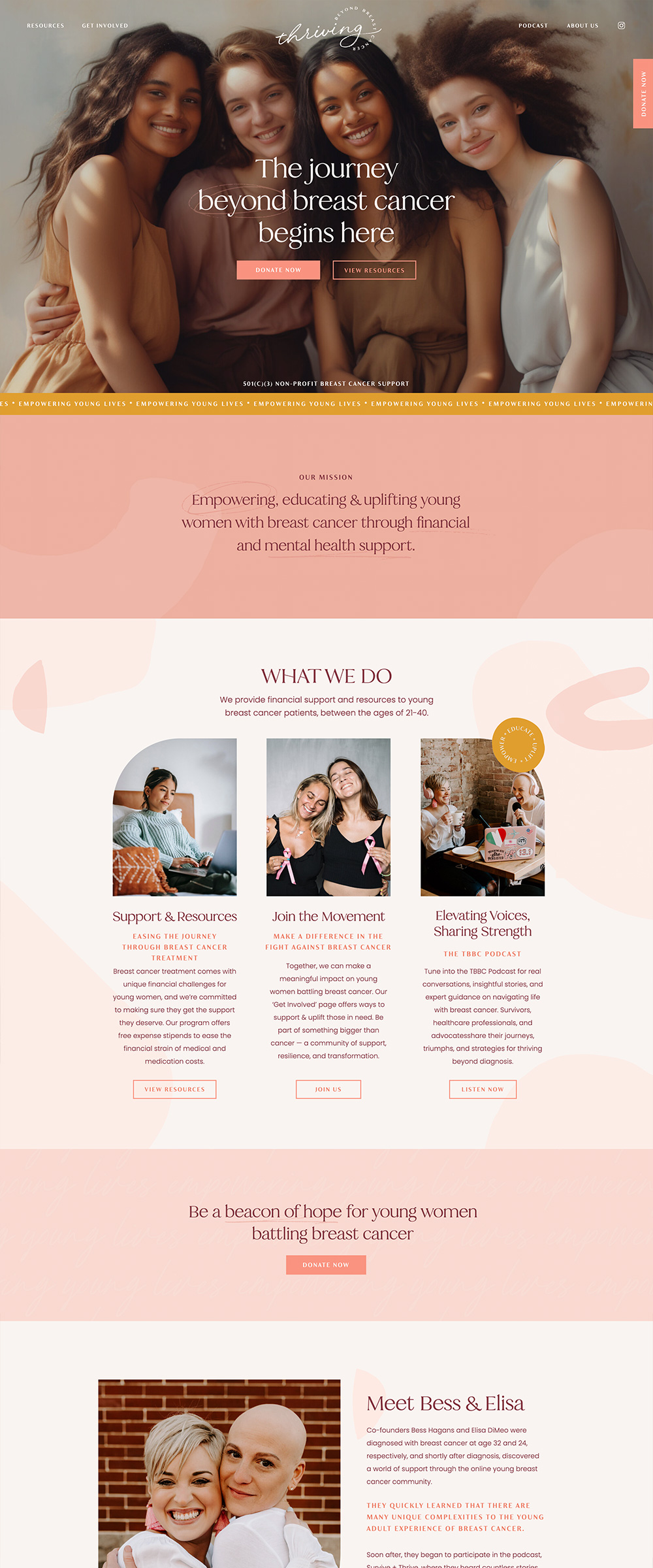 Showit Website Design for a Non-Profit | Thriving Beyond Breast Cancer - by Hey Hello Studio