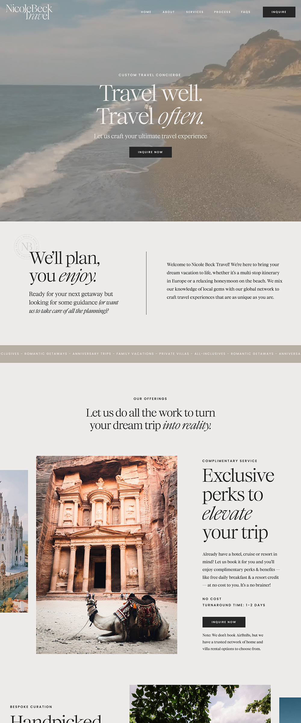 Showit website design for Custom Travel Concierge | Nicole Beck Travel - by Hey Hello Studio