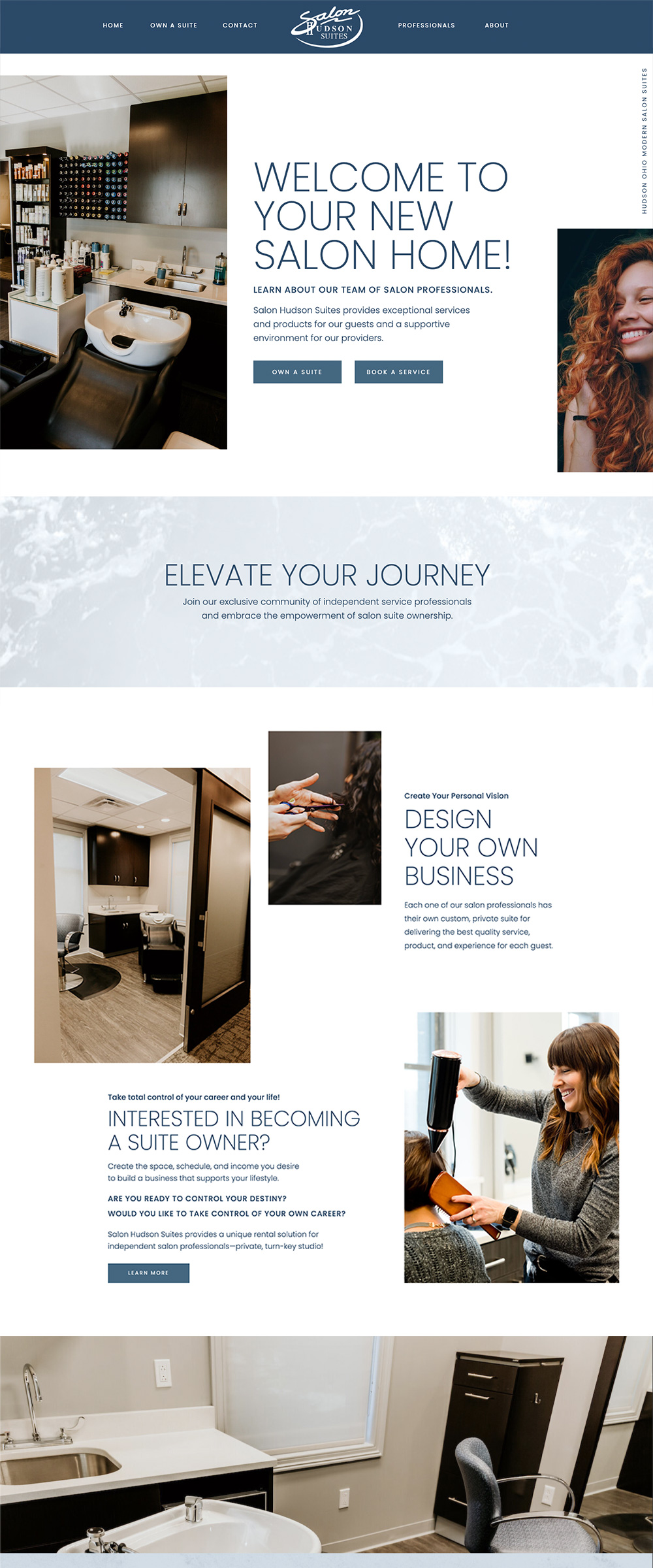 Showit Website Design for Modern Salon Suites | Salon Hudson Suites - by Hey Hello Studio