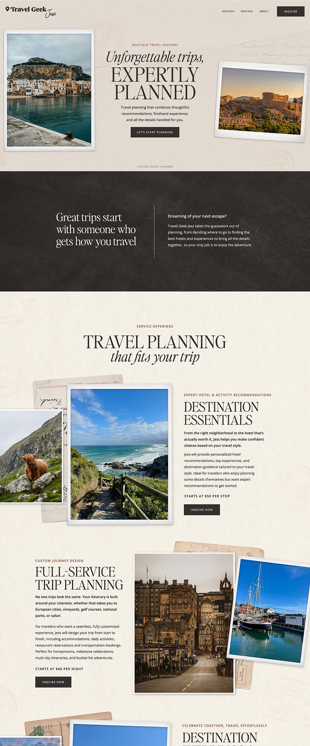 Showit Website for a Travel Agent | Travel Geek Jess - by Hey Hello Studio